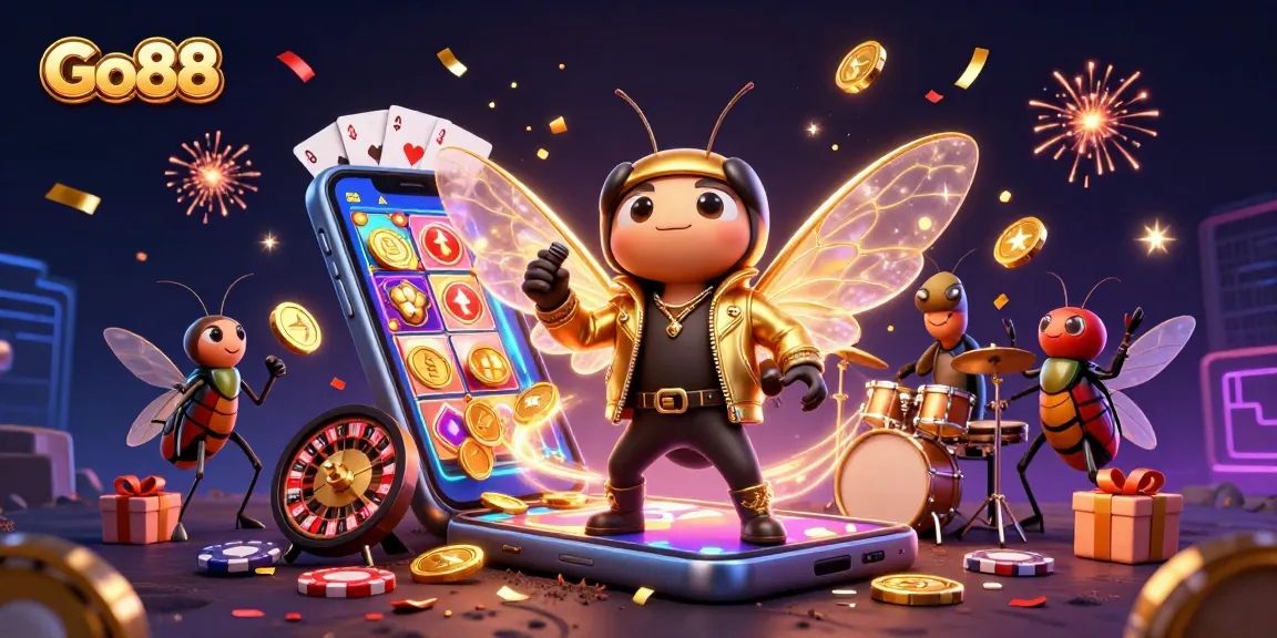 Spin the reels at Go88, where playful characters and vibrant gaming elements create a thrilling casino atmosphere.