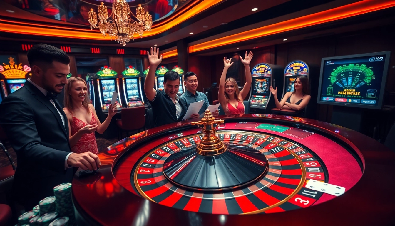 Experience thrilling gameplay at https://lc88.supply/ with a vibrant casino atmosphere featuring roulette, chips, and winnings.