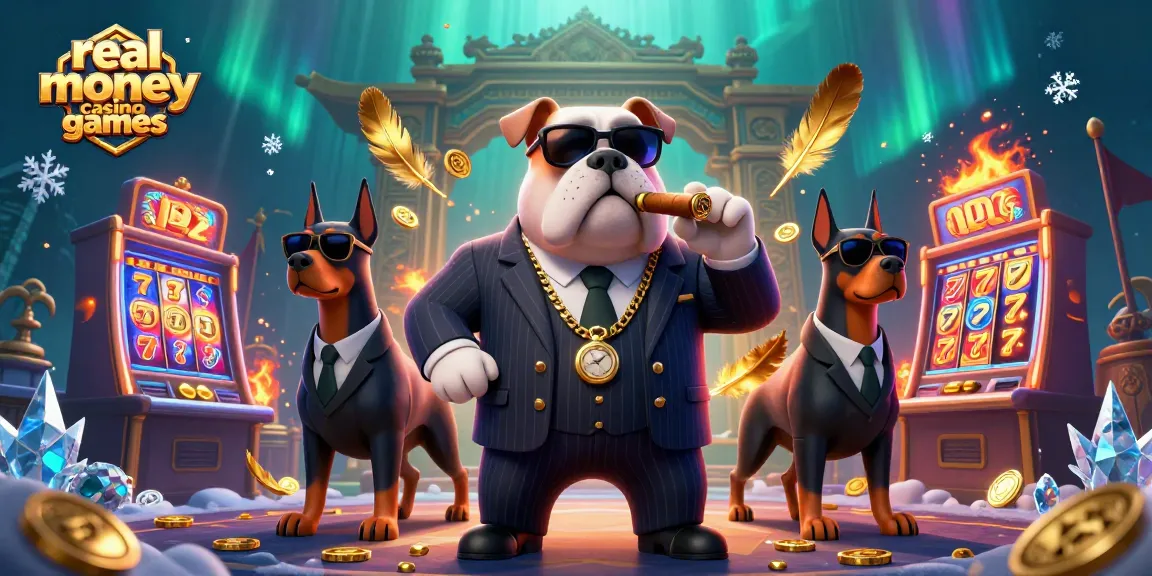 Engage with thrilling real money casino games alongside a mafia boss bulldog and bodyguard Dobermans.