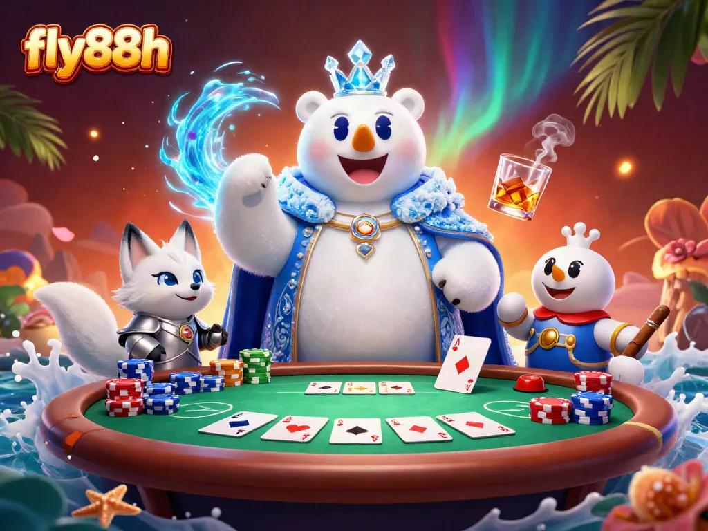 Experience the excitement of fly88h's casino with vibrant poker elements and detailed characters.