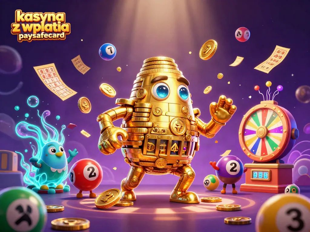 Experience kasyna z wplata paysafecard with vibrant lottery elements and a dynamic golden golem.