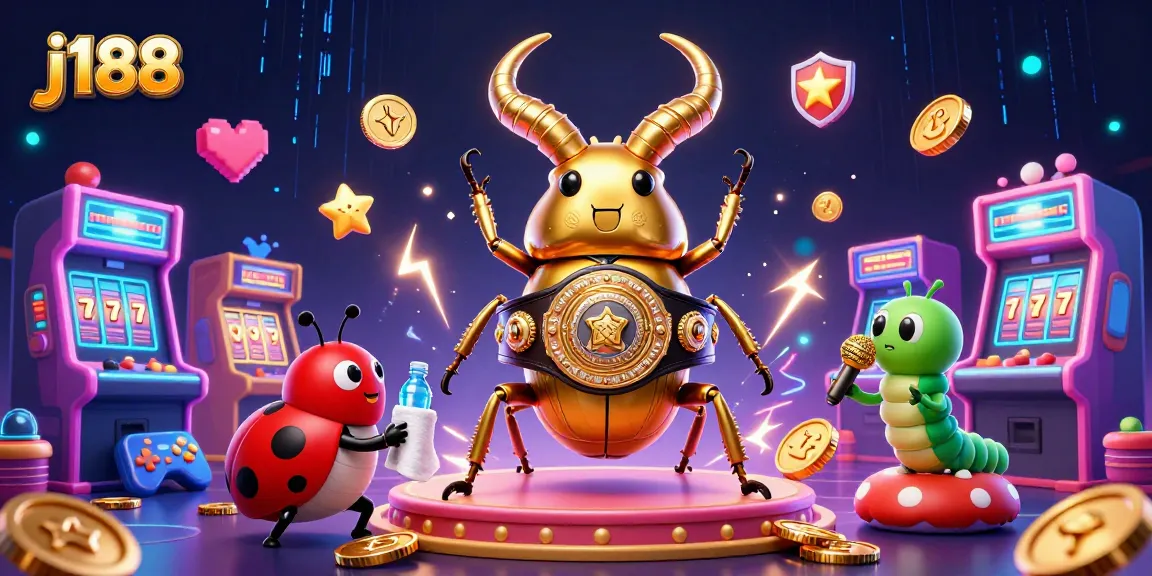 Engage with j188 while enjoying a vibrant 3D casino scene filled with animated gaming elements.