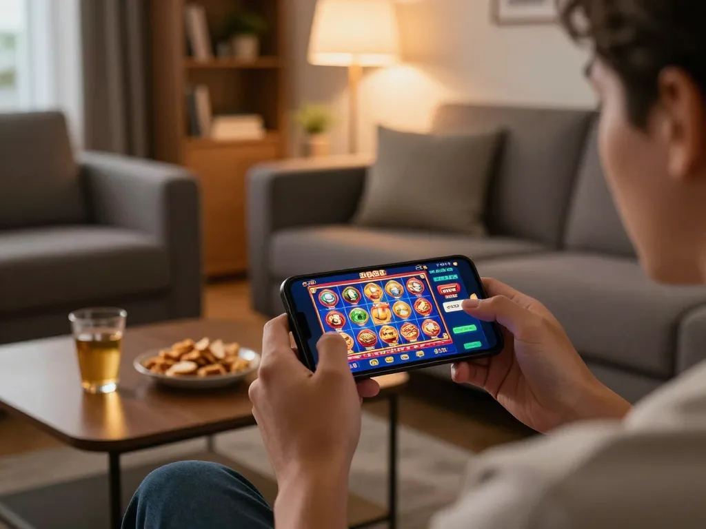 Engaging with the slot88 casino app on mobile, showcasing the excitement of online gaming.
