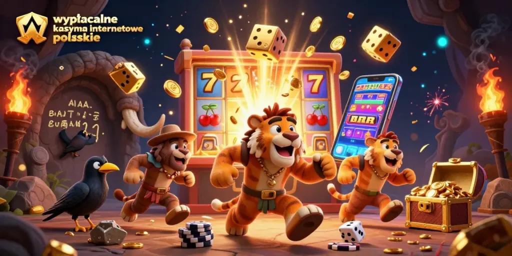 Experience the thrill of wypłacalne kasyna internetowe polskie in this vibrant casino illustration.