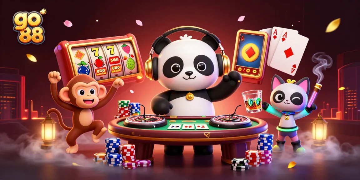 Experience the thrill of go 88 slots in a vibrant 3D casino party scene.