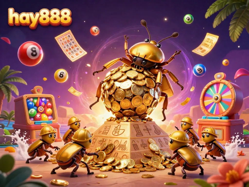 Experience the vibrant gaming world of hay888 with golden beetles and rolling jackpots