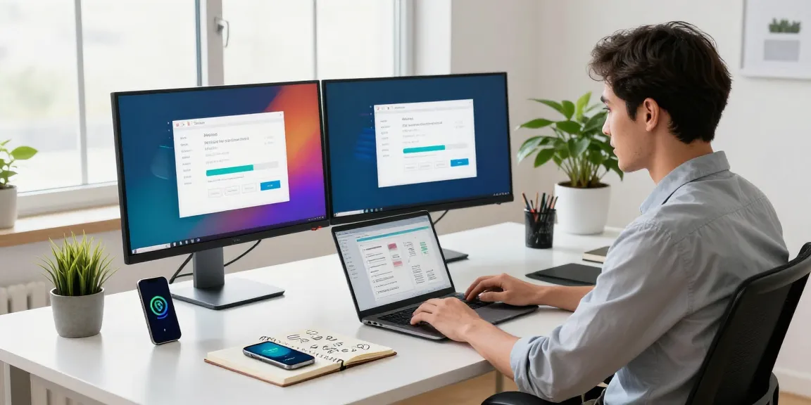 WPS Download on a modern laptop in a bright tech workspace with vibrant screens and productivity elements.
