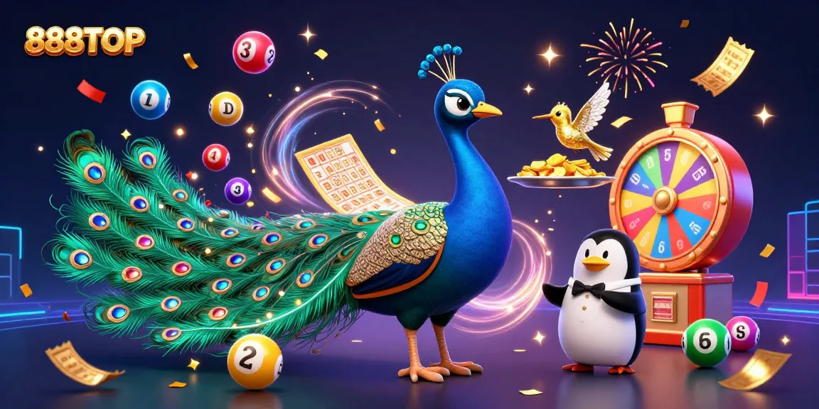 Engage with exciting games at 888TOP, where peacocks and playful characters celebrate vibrant winnings!