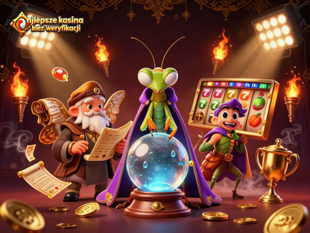 Play and win at najlepsze kasyna bez weryfikacji featuring magical characters in a vibrant casino world.