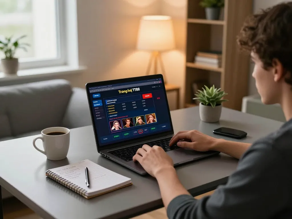 Engaging with the Trang chủ TT88 online gaming platform in a cozy home setup, combining strategy and comfort.