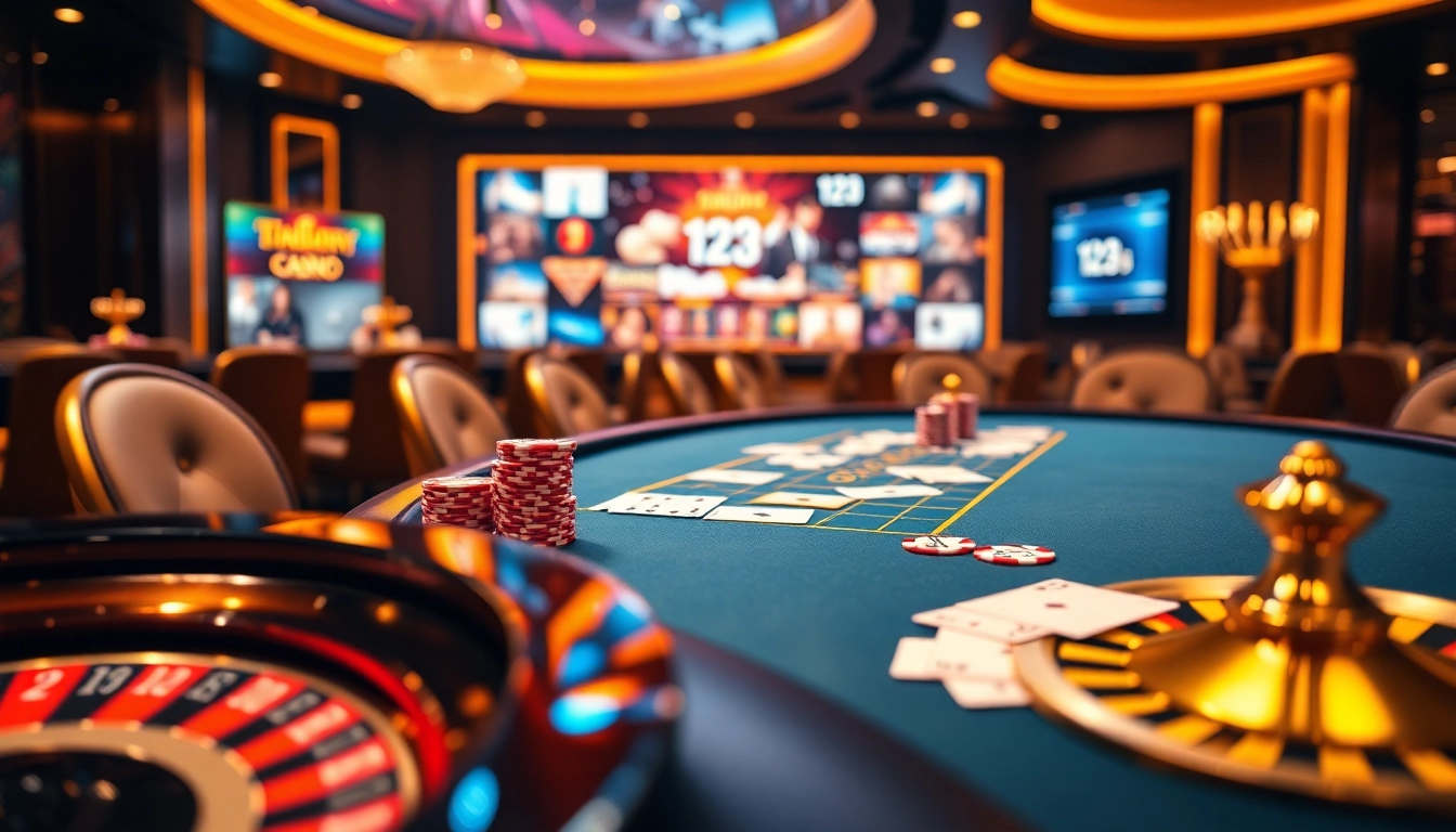 Experience thrilling games and high stakes with 123ga com at a luxurious casino table.