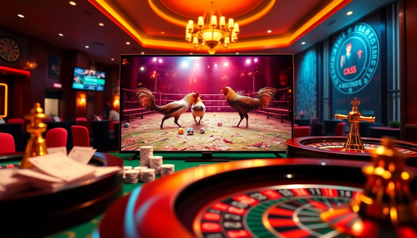 Experience live betting on xem đá gà thomo with vibrant casino elements and HD visuals.
