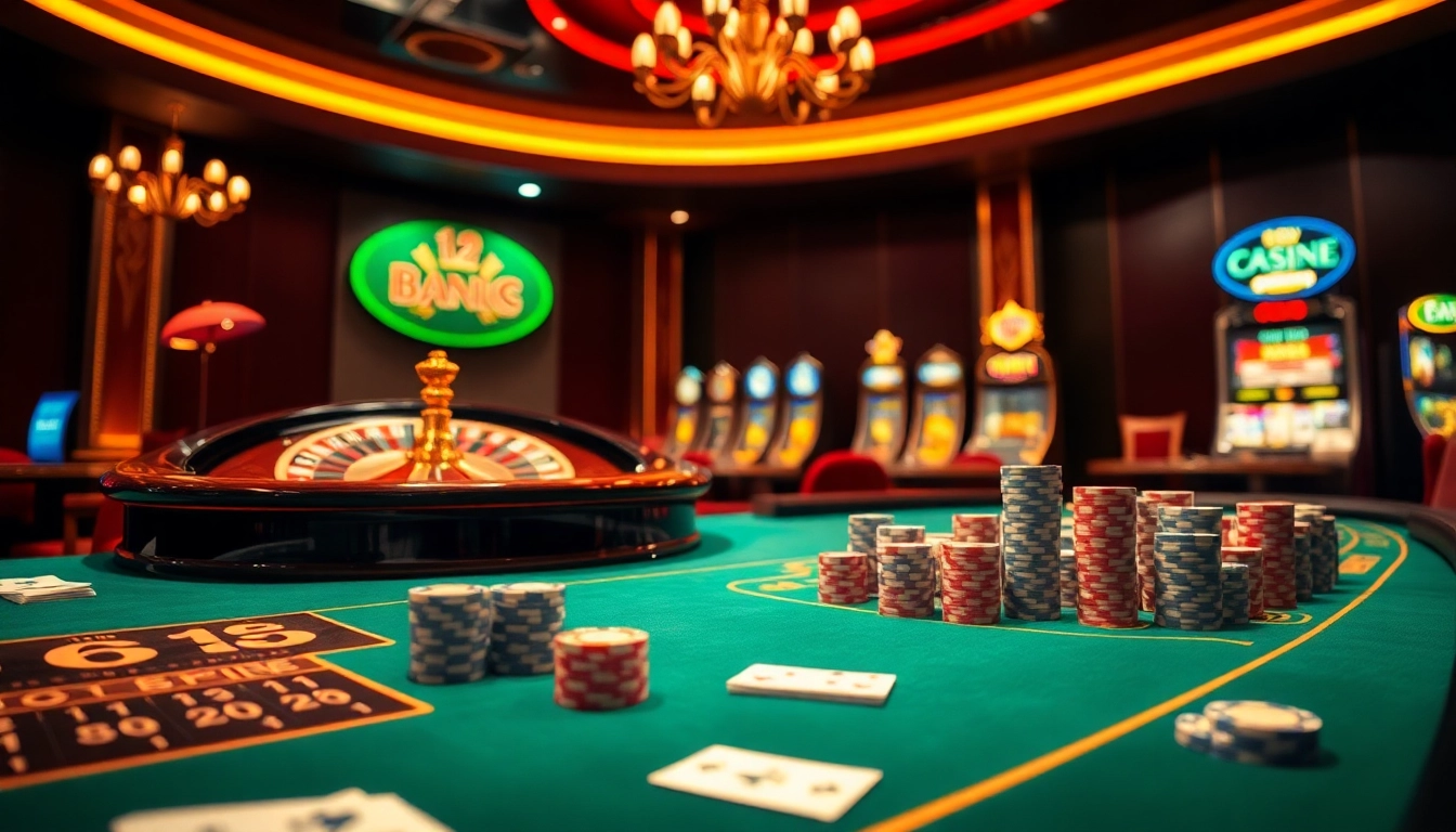 Experience the excitement at CM88 trang chủ with vibrant casino visuals including roulette and poker.