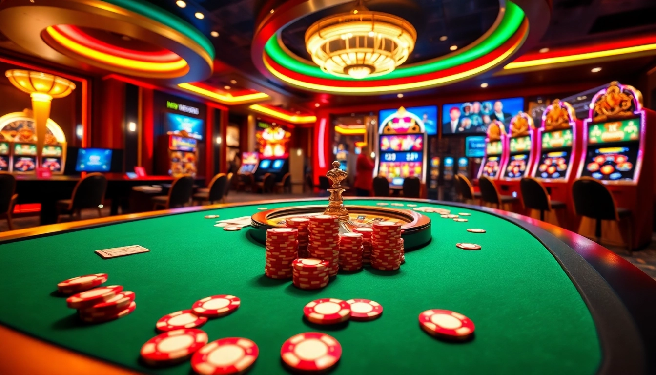 new88 poker table scene with players and roulette in a luxurious casino atmosphere