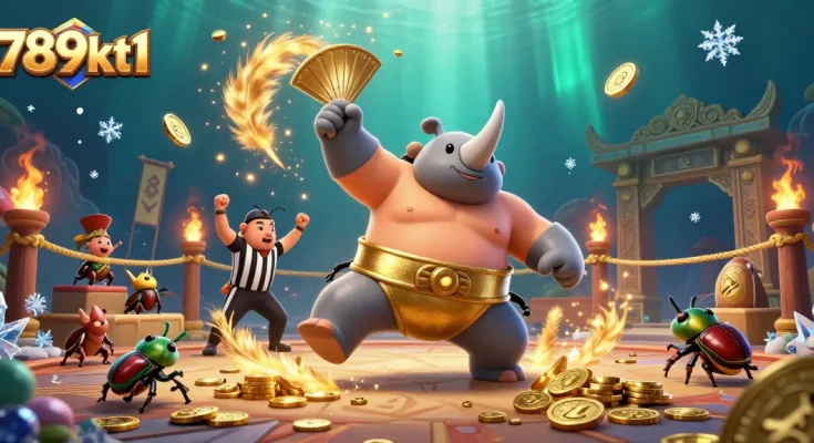 Experience the vibrant gaming arena of 789kt1, where golden coins and beetles collide in thrilling action.