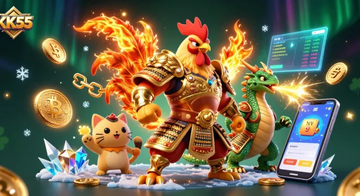 Experience thrilling wins at KK55 with 3D battle-themed casino characters in an exciting environment.