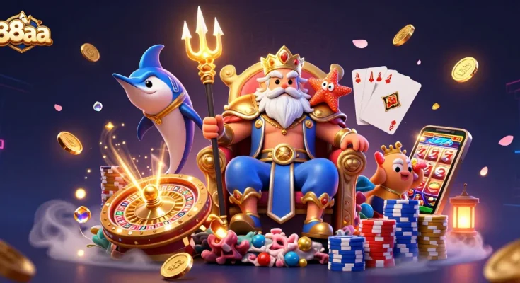 Experience thrilling gameplay at 88aa with vibrant 3D casino elements showcasing jackpot excitement.