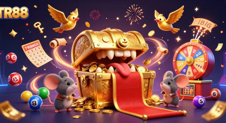 Join the excitement at TR88 with an attractive treasure chest, colorful lottery balls, and a vibrant prize display!
