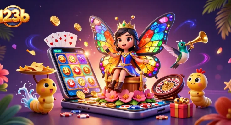 Experience the magic of 123b with our vibrant casino illustration, showcasing thrilling slot action and enchanting characters.