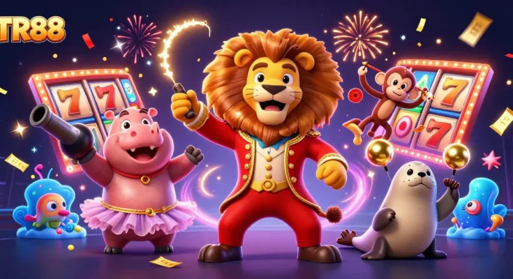 Experience the excitement of TR88 as a lion ringmaster leads a vibrant casino celebration with dynamic elements.