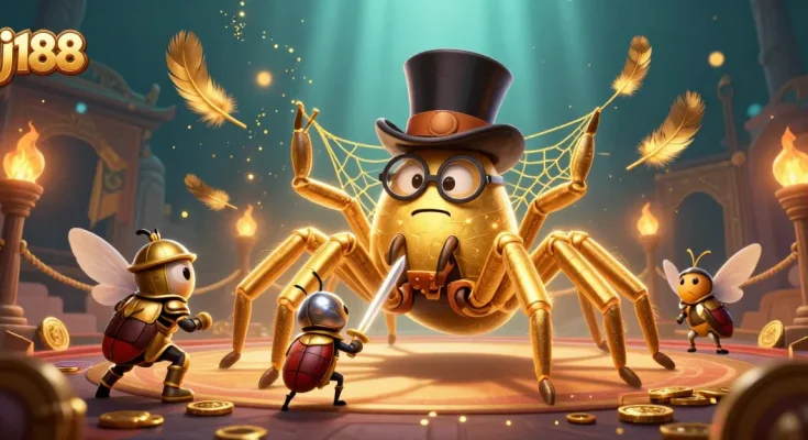 Engage with thrilling j188 casino action featuring a brave beetle knight and a golden tarantula.