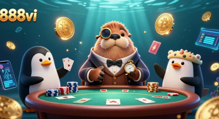 Engage in thrilling games at 888vi with colorful poker and crypto elements enriching the gaming atmosphere.