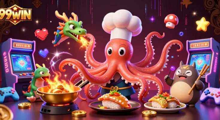 Experience gaming excitement at 99WIN with vibrant characters and dynamic casino elements.